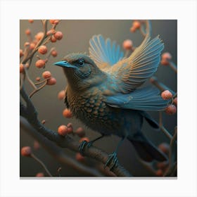 Bird Perched On A Branch Canvas Print