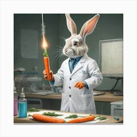 Rabbit Holding A Candle Canvas Print