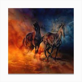 Two Horses Running In The Desert Canvas Print