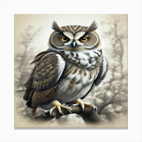 Owl On A Branch Canvas Print