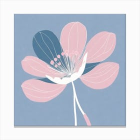 A White And Pink Flower In Minimalist Style Square Composition 291 Canvas Print