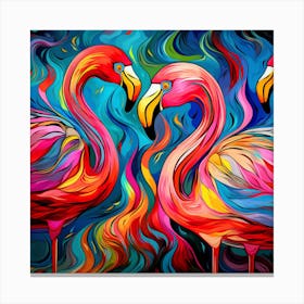 Colorful Flamingos Canvas Print