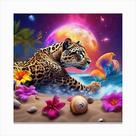 Jaguar On The Beach Canvas Print