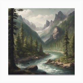 River In The Mountains Canvas Print