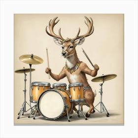 Deer Drumming 2 Canvas Print