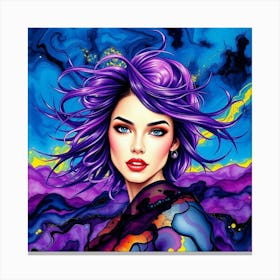 Girl With Purple Hair 7 Canvas Print