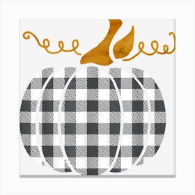 Black White Classic Buffalo Plaid Thanksgiving Pumpkin Cute Canvas Print