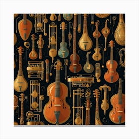 Antique Musical Instruments Seamless Pattern Canvas Print