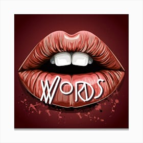 Fashion Lips And Among Them The Word Words (1) Canvas Print
