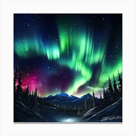 Scenic Aurora - Borealis Landscape Canvas Print