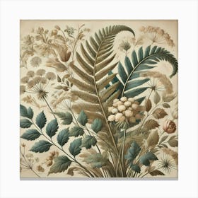 Ferns And Flowers Canvas Print