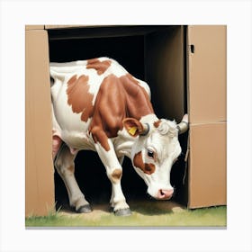 Cow In Barn Canvas Print