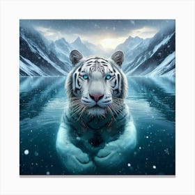 White Tiger In Water Canvas Print