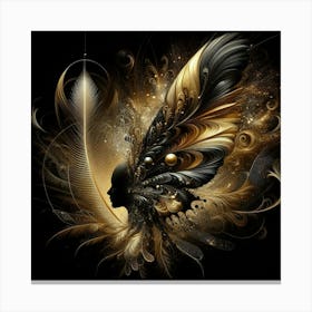 Black And Gold Feathers 4 Canvas Print