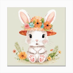 Floral Baby Rabbit Nursery Illustration (24) Canvas Print