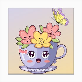 Kawaii Flower Cup Canvas Print