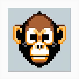Monkey Pixel Art Canvas Print