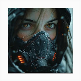 Girl In A Gas Mask Canvas Print