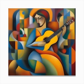 Abstract Woman Playing A Guitar Canvas Print