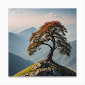 Lone Tree On Top Of Mountain 37 Canvas Print