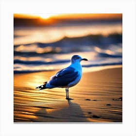 Seagull On The Beach Canvas Print