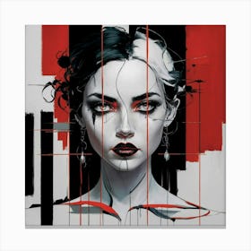 Portrait Of Abstract Woman Painting Canvas Print