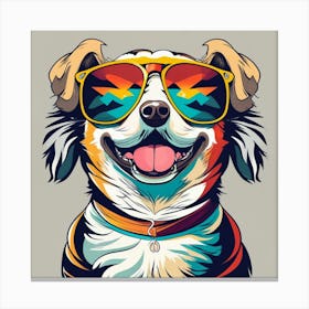 Happy dog wearing sunglasses 1 Canvas Print
