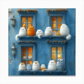 Cats On The Windowsill Canvas Print