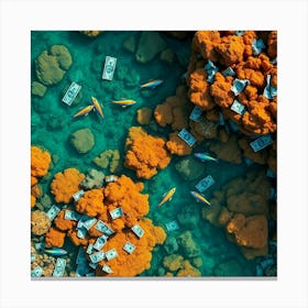 Money Floating In The Sea Canvas Print