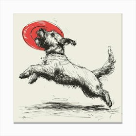 Dog Catching Frisbee 1 Canvas Print