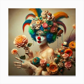 Clown Woman With Flowers Canvas Print