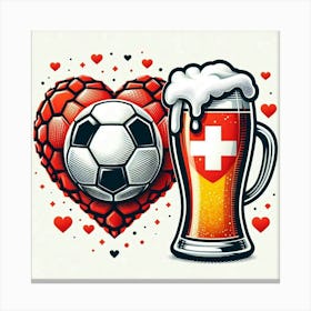 Swiss Beer And Soccer football euro 2024 Canvas Print