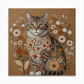 Cat With Flowers 8 Canvas Print