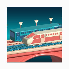 Bridge Transportation Train Toys Canvas Print
