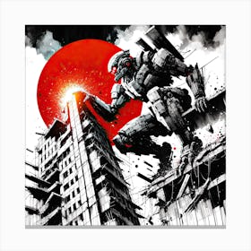 Mecha-Robot On Skyscraper Canvas Print