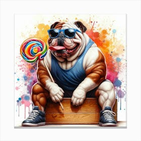 Bulldog Beast With Lollipop Canvas Print