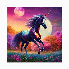 Unicorn In The Moonlight Canvas Print