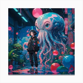 Cyberpunk Octopus Canvas Print