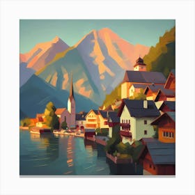 Village By The Lake 1 Canvas Print