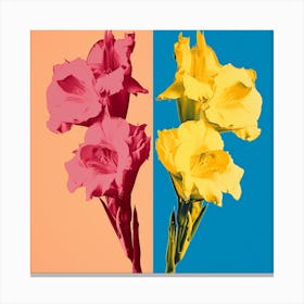 Andy Warhol Style Pop Art Flowers Gladiolus 2 Square Canvas Print