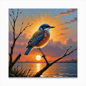 Bird And The Setting Sun Art Print 3 Canvas Print