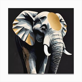 Elephant Black Backdrop And Gold Details Canvas Print