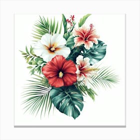 Hibiscus Flowers Art Canvas Print