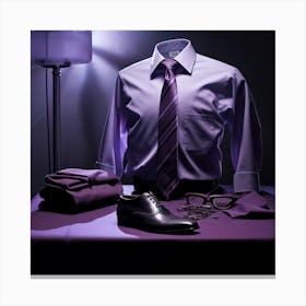 Purple Dress Shirt And Tie Canvas Print