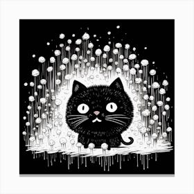 Black Cat In The Rain Canvas Print