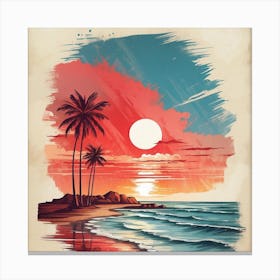 Sunset On The Beach Canvas Print