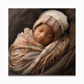 Newborn Baby Sleeping In A Blanket Canvas Print