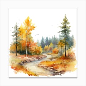 Watercolor Autumn Forest 4 Canvas Print