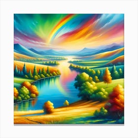 Rainbow Over The River Canvas Print