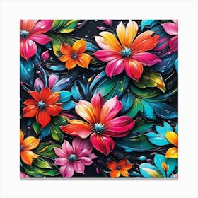 Colorful Flowers Wallpaper 4 Canvas Print